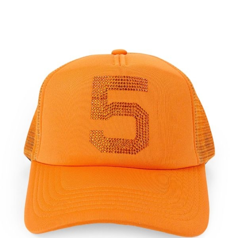 Orange Kids Cap with Number Design